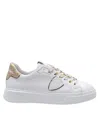 Philippe Model 'temple' Sneakers In White And Gold Leather In White