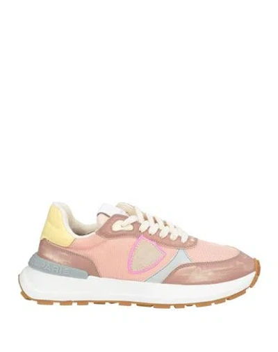 Philippe Model Woman Sneakers Antique Rose Size 7 Leather, Textile Fibers In Pink