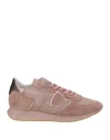 Philippe Model Woman Sneakers Antique Rose Size 7 Leather, Textile Fibers In Pink