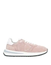 Philippe Model Woman Sneakers Antique Rose Size 8 Leather, Textile Fibers In Pink