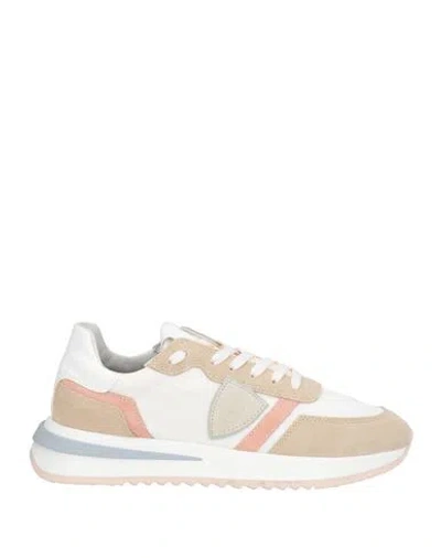 Philippe Model Woman Sneakers Beige Size 10 Leather, Textile Fibers In Multi