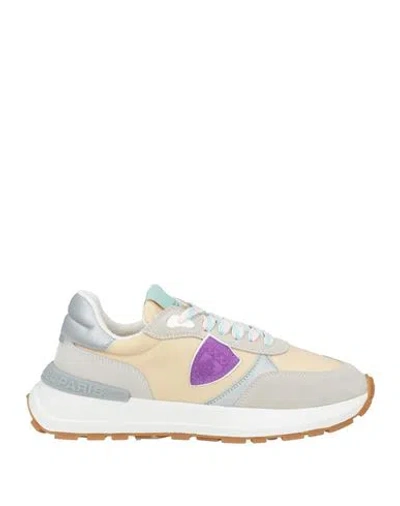 Philippe Model Woman Sneakers Beige Size 7 Leather, Textile Fibers