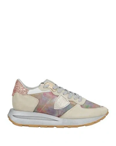 Philippe Model Woman Sneakers Beige Size 7 Leather, Textile Fibers