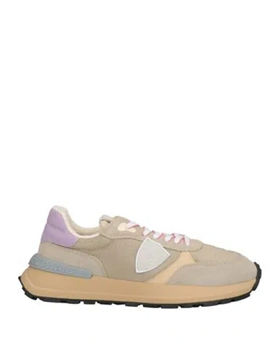 Philippe Model Woman Sneakers Beige Size 7 Leather, Textile Fibers