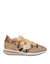 Philippe Model Woman Sneakers Beige Size 7 Leather, Textile Fibers In Beige