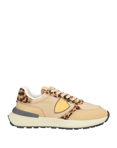 Philippe Model Woman Sneakers Beige Size 7 Leather, Textile Fibers In Neutral
