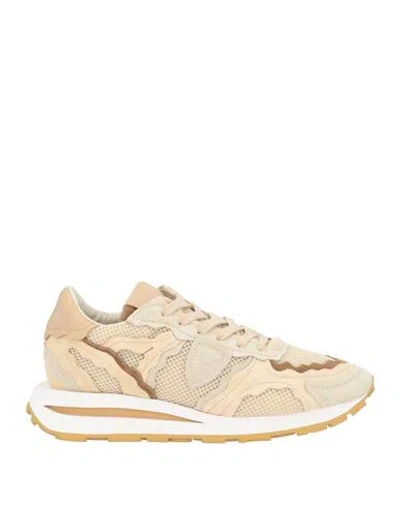 Philippe Model Woman Sneakers Beige Size 7 Leather, Textile Fibers In Neutral