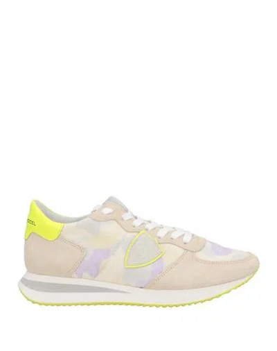 Philippe Model Woman Sneakers Beige Size 8 Leather, Textile Fibers