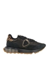 Philippe Model Woman Sneakers Black Size 6 Leather, Textile Fibers In Black