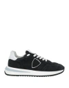 Philippe Model Woman Sneakers Blue Size 10 Soft Leather, Textile Fibers In Black