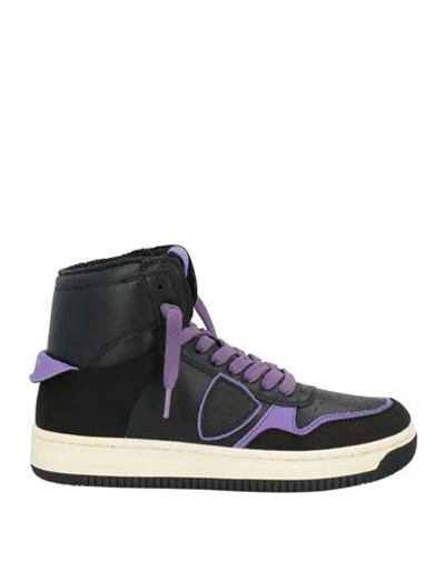 Philippe Model Woman Sneakers Black Size 7 Leather, Textile Fibers