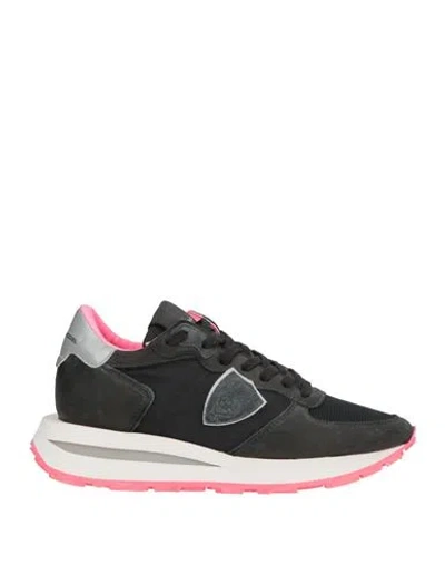 Philippe Model Woman Sneakers Black Size 7 Leather, Textile Fibers