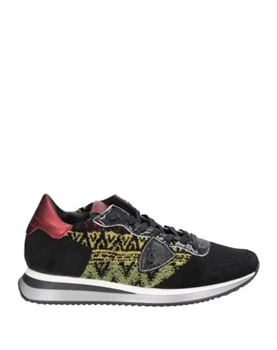 Philippe Model Woman Sneakers Black Size 7 Soft Leather, Textile Fibers