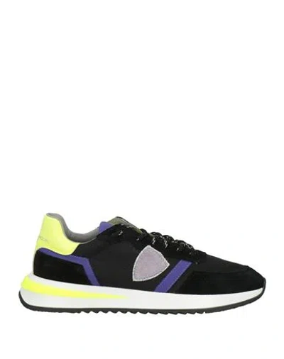 Philippe Model Woman Sneakers Black Size 8 Textile Fibers, Leather