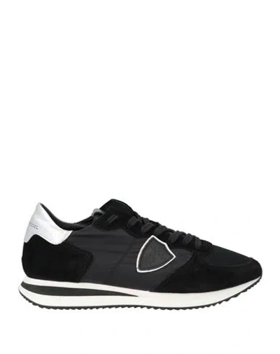 PHILIPPE MODEL PHILIPPE MODEL WOMAN SNEAKERS BLACK SIZE 8 TEXTILE FIBERS, LEATHER
