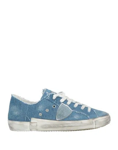 Philippe Model Woman Sneakers Blue Size 7 Textile Fibers