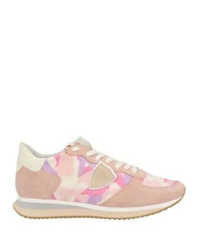 Philippe Model Woman Sneakers Blush Size 8 Leather, Textile Fibers In Pink