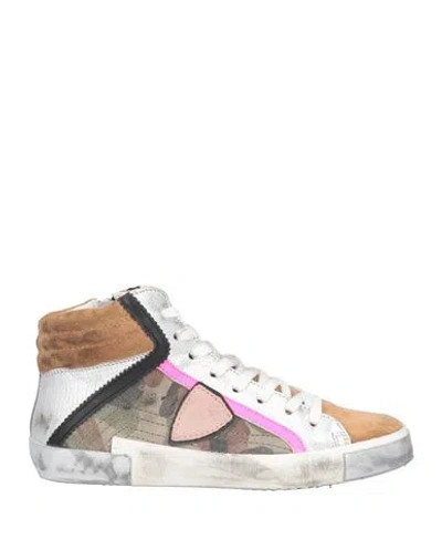 Philippe Model Woman Sneakers Camel Size 10 Soft Leather In Beige