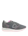 Philippe Model Woman Sneakers Charcoal Size 5 Leather, Textile Fibers In Grey