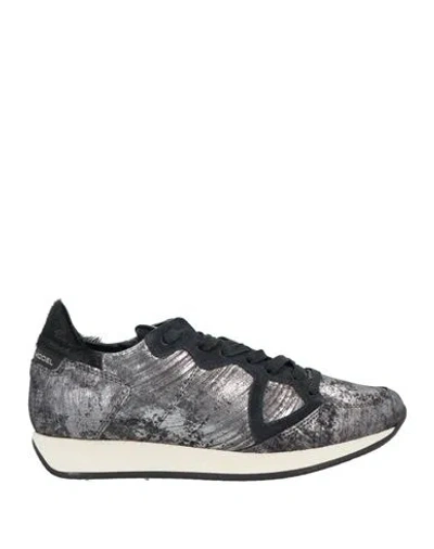 Philippe Model Woman Sneakers Charcoal Size 7 Leather In Gray