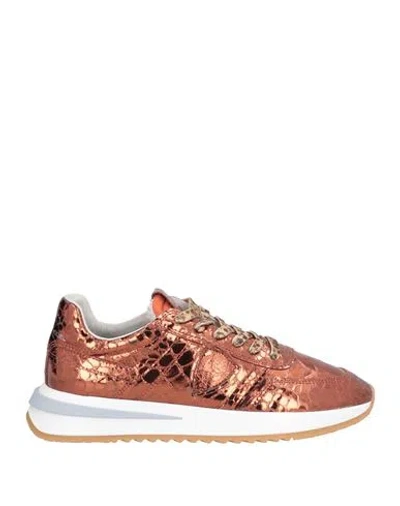 Philippe Model Woman Sneakers Copper Size 8 Leather, Textile Fibers In Orange
