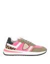 Philippe Model Sneakers Tropez 2.1 Ortholite Fabric Green Fuchsia In Red