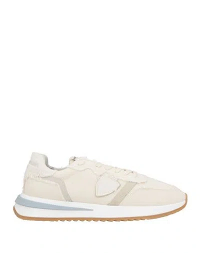 Philippe Model Woman Sneakers Cream Size 6 Leather, Textile Fibers In White