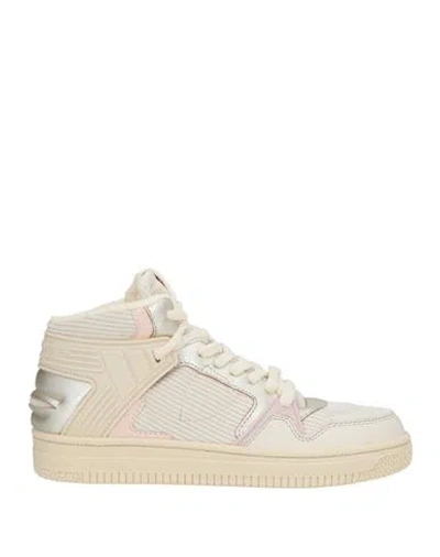 Philippe Model Woman Sneakers Cream Size 7 Leather, Rubber, Textile Fibers In Multi