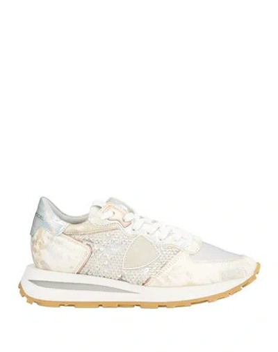 Philippe Model Woman Sneakers Cream Size 8 Leather, Textile Fibers