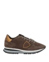 Philippe Model Woman Sneakers Dark Brown Size 7 Leather, Textile Fibers