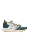 Philippe Model Woman Sneakers Dark Green Size 7 Leather, Textile Fibers In Green