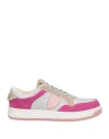 Philippe Model Woman Sneakers Ivory Size 7 Leather, Textile Fibers In Pink