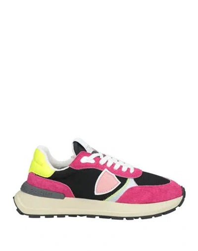 Philippe Model Woman Sneakers Fuchsia Size 7 Leather, Textile Fibers In Pink