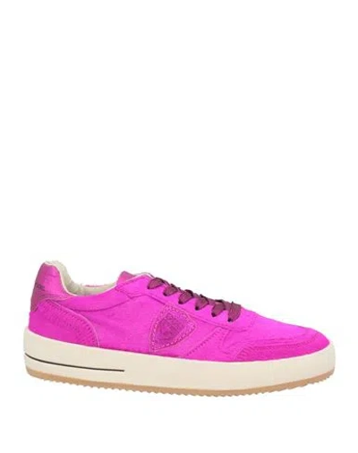 Philippe Model Woman Sneakers Fuchsia Size 8 Leather In Pink
