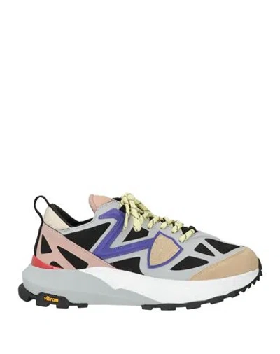 PHILIPPE MODEL PHILIPPE MODEL WOMAN SNEAKERS GREY SIZE 8 LEATHER, TEXTILE FIBERS