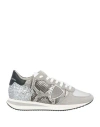 Philippe Model Woman Sneakers Grey Size 6 Leather, Textile Fibers In Grey