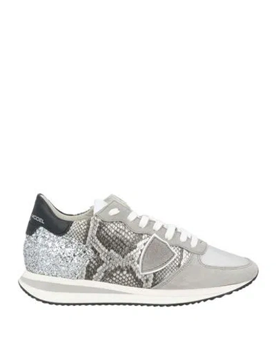 Philippe Model Woman Sneakers Grey Size 6 Leather, Textile Fibers