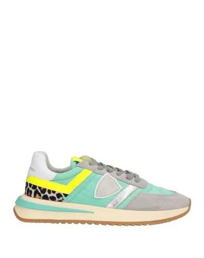 Philippe Model Woman Sneakers Grey Size 8 Leather In Multicolour