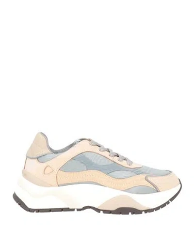 Philippe Model Woman Sneakers Grey Size 8 Leather, Textile Fibers In Multi