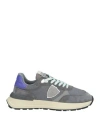 Philippe Model Woman Sneakers Grey Size 8 Soft Leather, Textile Fibers