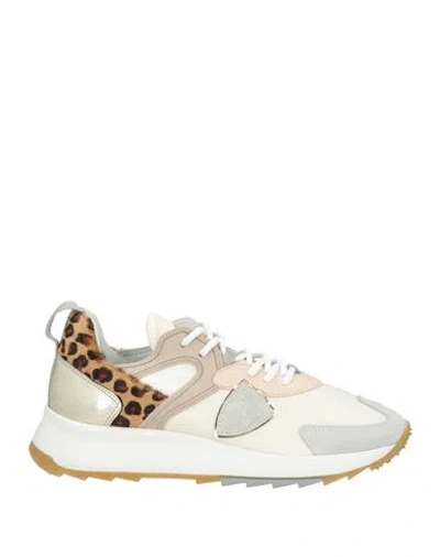 Philippe Model Woman Sneakers Ivory Size 7 Leather, Textile Fibers In White