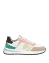 Philippe Model Woman Sneakers Khaki Size 7 Leather, Textile Fibers In Beige