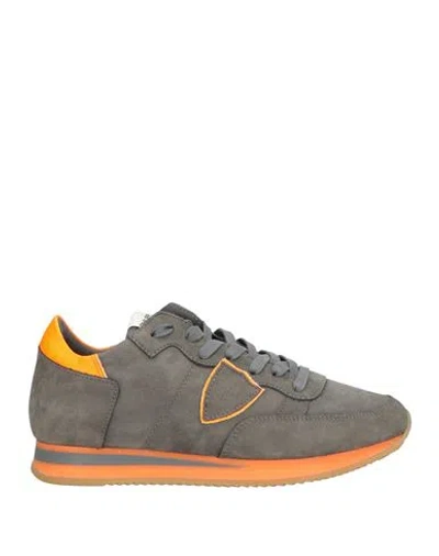 Philippe Model Woman Sneakers Lead Size 7 Leather, Textile Fibers