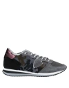 Philippe Model Woman Sneakers Lead Size 7 Leather, Textile Fibers In Grey