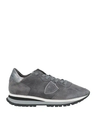 Philippe Model Woman Sneakers Lead Size 8 Leather In Grey