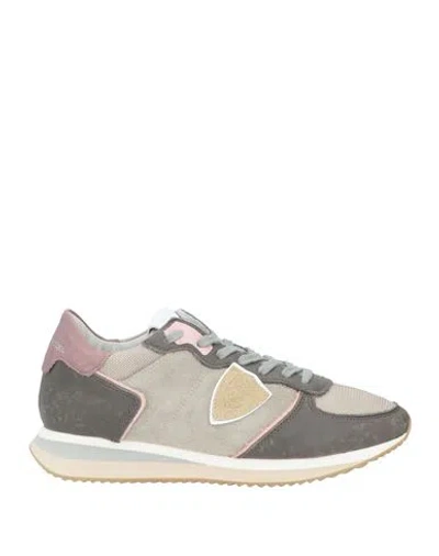 Philippe Model Woman Sneakers Lead Size 8 Leather, Textile Fibers In Grey