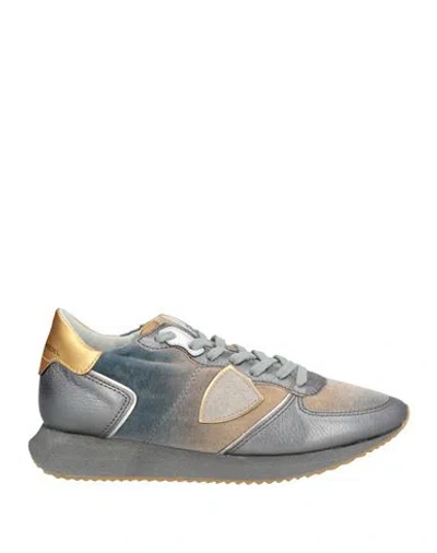 Philippe Model Woman Sneakers Lead Size 7 Leather, Textile Fibers In Grey