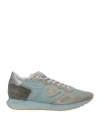 Philippe Model Woman Sneakers Light Blue Size 7 Leather, Textile Fibers In Blue