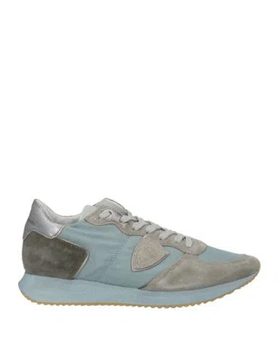 Philippe Model Woman Sneakers Light Blue Size 7 Leather, Textile Fibers