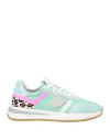 Philippe Model Woman Sneakers Light Green Size 8 Leather, Textile Fibers In Green